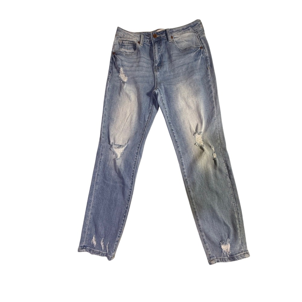 Dance & Marvel Womens Distressed Light Wash Straight Leg‎ Jeans Size M-2042